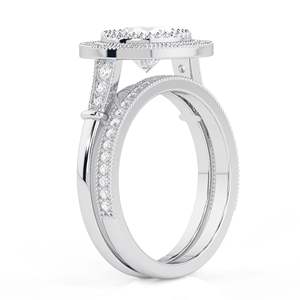 Bague de mariage en forme de halo avec diamant rond pour femme - Product Image 6