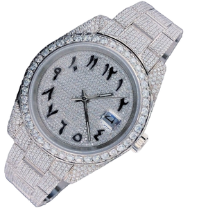 Hip Hop Moissanite Diamant Montre Personnaliser Cadran Arabe En Acier Inoxydable De Luxe Élégant Pass Diamant Testeur VVS Clarté - Product Image 3