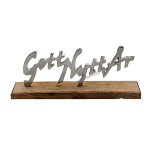 Decoración de mesa de aluminio/madera GOTT NYTT AR W/Base para el hogar decorativo níquel áspero Navidad decorativo hecho a mano personalizado - Product Image 1