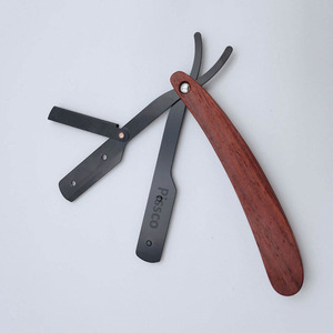 Navaja de afeitar con mango de madera para hombre, para cortar la barba, con soporte de cuchilla reemplazable, navaja de barbero recta - Product Image 4