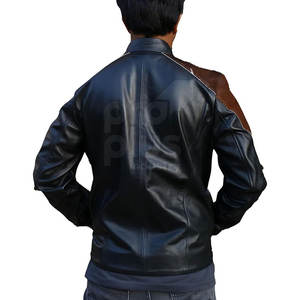 Blouson de moto élégant pour homme en cuir de vachette, haute qualité, respirant, écologique, séchage rapide, logo frontal, décontracté et robuste - Product Image 3