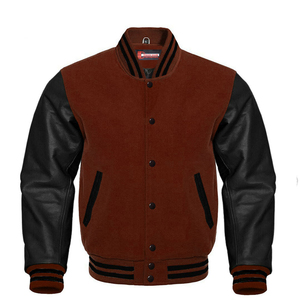 Veste de baseball patch élégant surdimensionné de haute qualité/veste universitaire en laine et à manches noires personnalisées bon col - Product Image 4