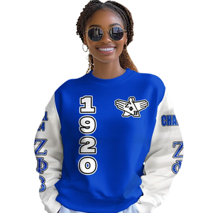 Sudadera de Forro Polar Azul con Cuello Redondo de la Hermandad Griega Zeta Phi Beta para Mujer, Bordado 1920 - Product Image 4