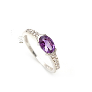 Natural <b>Amethyst</b> Gemstone 925 Solid Sterling Silver <b>Ring</b> Oval Shaped <b>Amethyst</b> <b>Ring</b> June Birthstone Sterling Silver <b>Ring</b> - Product Image 1