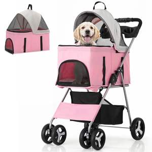 TH-PPS-395 Luxury Four Wheel Pet <b>Stroller</b> with Waterproof Canopy Smooth Wheels and Cup Holder - Product Image 1