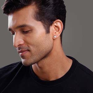 Boucles d'oreilles vintage en argent Chakra Shield pour hommes, motif géométrique romantique religieux avec cadeau perle diamant turquoise - Product Image 5