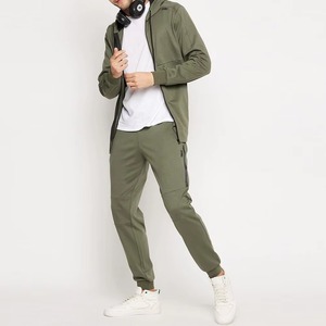 Survêtements personnalisés lavés à l'acide Survêtement en coton épais avec fermeture éclair et lavage à l'acide Ensembles de pantalons de survêtement et sweat-shirt Survêtement évasé pour hommes - Product Image 6
