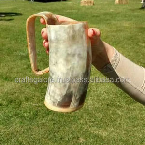 Taza de cuerno para beber vikingo ecológica hecha a mano auténtica jarra de estilo Animal única Natural para Fiestas Medievales pulida India - Product Image 2