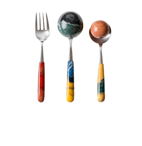 Cubiertos de moda superior Característica sostenible Mango pintado a mano Cuchara de acero inoxidable para bodas Hogar Hoteles Cubiertos - Product Image 2