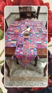 Exclusivo camino de mesa estilo vintage Banjara, hecho a mano, con 6 tapetes, juego de camino de mesa de retazos bordado - Product Image 5