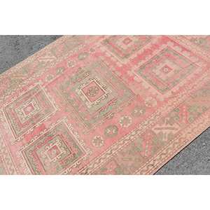 Tapis Turc Vintage 5.5 X 8.5ft Fait à la Main Rose Vert Laine Tabriz Style Patchwork Rectangulaire Couloir Design Latex pour Teen Living - Product Image 5