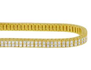 Trendy Iced Out Yellow Gold Plated In 925 <b>Sterling</b> <b>Silver</b> Round Cut Moissanite Diamond Classic <b>Bracelet</b> For Men Women - Product Image 2