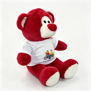 Unique plush gift teddy bear with <b>printed</b> t-shirt, <b>nursery</b> decor red teddy bear plush, custom logo teddy bear plush - Product Image 6