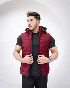 Veste en duvet de canard à col à capuche sans manches avec fermeture éclair complète Veste utilitaire pour vêtements d'extérieur unisexe Gilet bouffant de haute qualité - Product Image 6