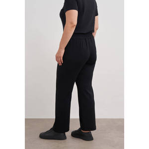 Mid-Rise <b>Elastic</b> <b>Waist</b> Casual Flare Dress Pants Breathable Wrinkled Wide-Leg <b>Trousers</b> for Autumn - Product Image 6