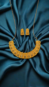 Boucles d'oreilles collier de haute qualité sertie de plaqué or 22 carats Unique conçu femmes porter collier boucles d'oreilles ensemble bijoux - Product Image 3