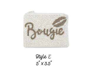 Sac à main Bouige Pink Black Gold Seed Beaded Coin Pouch Design idéal pour les mini accessoires lors des douches nuptiales ou des événements festifs - Product Image 3