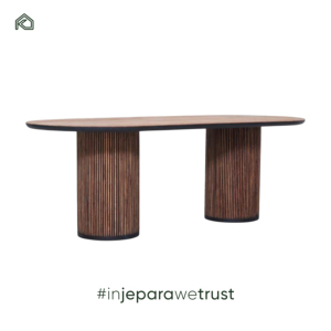 Mesa de Comedor de Madera Maciza Ovalada con Pilar Romano, Venta Caliente de Fábrica, Madera de Teca, Caoba, Sungkai, Mesa de Comedor Americana de Madera - Product Image 6