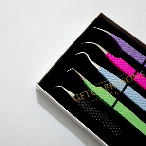 Famous Styles Cutout Diamond Grip <b>Silver</b> Tip Stainless Steel Anti-Magnetic Anti-Static Eyelash Extension Tweezers Custom Logo - Product Image 4
