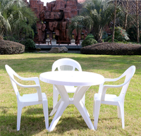Tables et chaises de jardin en plastique pas chères pour l'extérieur, ensemble de table à manger en plastique pour restaurant en plein air