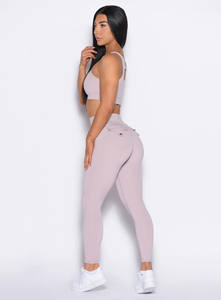 Nouveau design de leggings de yoga personnalisés à taille élastique violette sur glace 2 poches arrière sans couture avant leggings d'entraînement de gymnastique taille haute pour femmes - Product Image 6