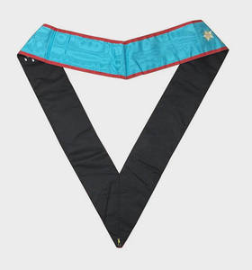 Tissu en velours brodé vintage de haute qualité, forme rectangulaire, col réglementaire, couleur turquoise ciel, maître maçonnique - Product Image 3