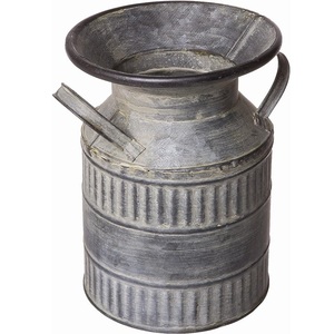 Pot à lait galvanisé Design Vase rétro antique Jardinière en métal Porte-fleur rustique vintage Plante de ferme pour la décoration de la maison et du bureau - Product Image 1