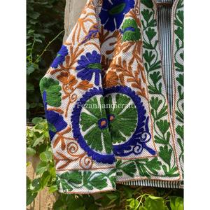 เสื้อโค้ทสั้นใส่ได้ทั้งชายและหญิงสำหรับฤดูใบไม้ร่วงผ้าคอตตอนผ้า jute suzani ปักลายดอกไม้เสื้อแจ็กเก็ตถักผ่านกระบวนการสไตล์ฮิปปี้ - Product Image 3