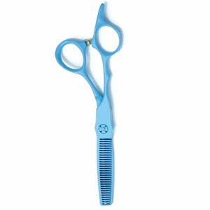 Tijeras profesionales para adelgazar el cabello, acero inoxidable, Color azul con reposapiés, tijeras para adelgazar el salón - Product Image 2