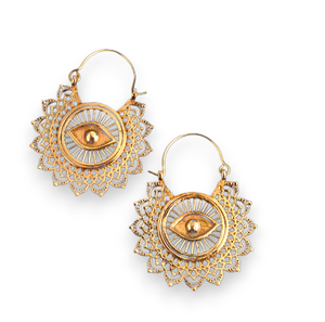 Pendientes de Aro Boho con Diseño Único de Ojo Turco, Pendientes Tribales de Latón para Mujer, Chapados en Oro de 18k, Joyería Colgante de Mandala, Venta al por Mayor/OEM/ODM - Product Image 5