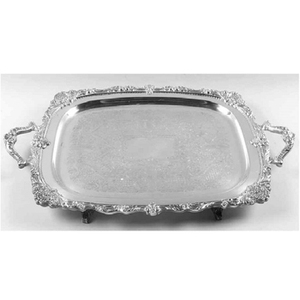 Bandeja de metal plateada Premium para servir té y café, perfecta para la cocina casera y el uso en eventos - Product Image 6