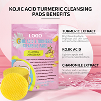 OEM 40 tampons nettoyants à l'acide kojique de curcuma personnalisés avec des tampons vitaminés pour le visage tampons nettoyants au sucre curcuma pour les soins de la peau du visage OEM