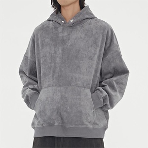 OEM Custom Logo 320gsm Plain <b>Pullover</b> Hoodies Oversized Drop Shoulder Blank Best Quality French Terry <b>Men's</b> Hoodies - Product Image 1