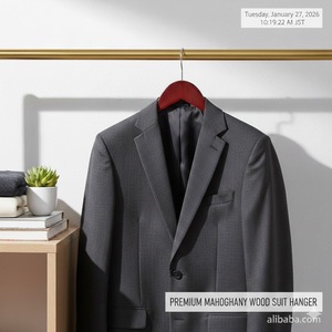 Perchas <span class=keywords><strong>de</strong></span> Madera <span class=keywords><strong>de</strong></span> Arce <span class=keywords><strong>de</strong></span> Primera Calidad, sin Costuras, con Clips Metálicos Cromados para Exhibición <span class=keywords><strong>de</strong></span> Ropa en Tiendas - Product Image 3