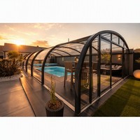 Véranda mobile rétractable en aluminium avec toit en verre, couverture de piscine étanche, toit en apice pour villa, jardin, patio
