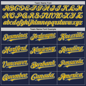 Uniforme de Béisbol Premium, Jersey de Equipo con Malla Bird Eye, Personalizado con Nombre y Número del Jugador, Logotipo del Patrocinador, Azul Marino, Azul Claro, Amarillo - Product Image 4