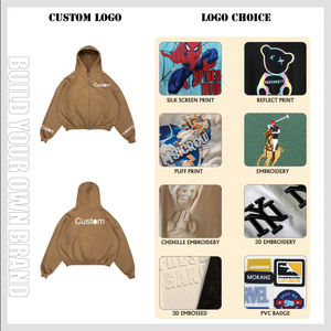 100% Cotton Fleece Heavyweight Custom Zip Hoodie High Quality French Terry Oversized Drop Shoulder Cropped Custom Zip up Hoodie - Product Image 4