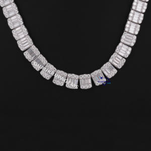 Hermosa Baguette de Hip Hop y cadena de ilusión de corte redondo elaborada en diamantes cultivados en laboratorio de oro sólido de 14 KT con claridad VVS - Product Image 4