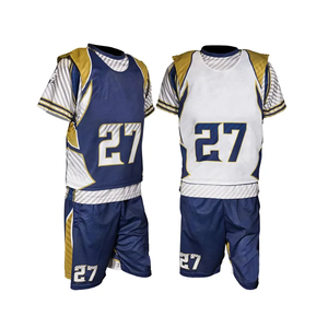 Ensemble de maillots et shorts personnalisés pour équipe de lacrosse 2025, 100% polyester, logo sublimé, uniformes imprimés durables, antibactériens, respirants - Product Image 3
