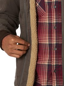 Chaqueta de lona para hombre, talla grande, de invierno, acolchada, con capucha, forro de sherpa, cuello mandarín, cierre de cremallera, resistente al viento y transpirable - Product Image 4