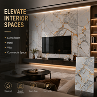 Panneau mural en PVC brillant effet marbre gris doré UV MORLENX de luxe pour hall d'hôtel, restaurant et décoration intérieure