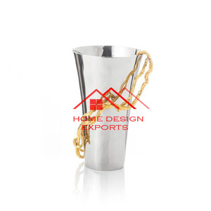 Luxury Home Hotel Decorative Metal Vase in <b>Silver</b> and Golden Finished Table <b>Top</b> Decor Metal Vase for Home Hotel Living Room - Product Image 2