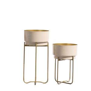 Maceta única con soporte, Juego de 2 para hotel en casa, maceta decorativa de color dorado, Metal moderna de maceta, macetas de flores, soportes para macetas - Product Image 1