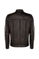 Veste en cuir véritable pour homme, col montant matelassé, fermeture éclair, couleur noire, personnalisation disponible