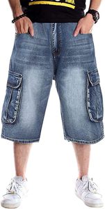 Baggy Jean Shorts pour Homme Jorts Casual Loose Fit Long Denim Shorts Cargos Style - Product Image 2