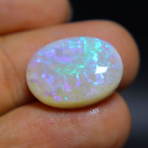 11.00 Carat Natural Australian Blue Fire Opal Cabochon 20X14X5MM Oval Cut <b>Loose</b> <b>Gemstone</b> for Jewelry Making - Product Image 2