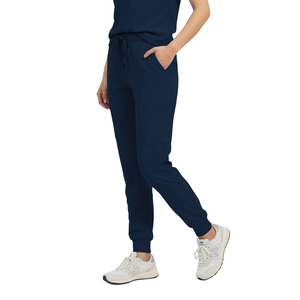 กางเกงสครับจ็อกเกอร์สครับทางการแพทย์ป้องกันการซีดจางและหดได้เครื่องแบบโรงพยาบาลทำจากผ้าฝ้ายสแปนเด็กซ์มีกระเป๋า - Product Image 1