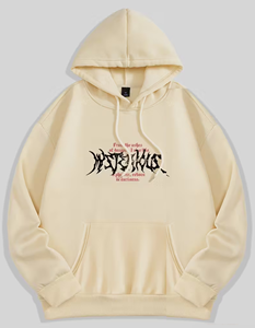 Sudadera con capucha con forro polar para hombre y mujer-Estampado de letras en la parte delantera y trasera de esqueleto, chaqueta de calle informal gruesa - Product Image 2