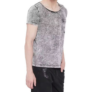 Plain Dyed Men's Acid Wash <b>T</b>-<b>Shirt</b> <b>with</b> <b>Pocket</b> Breathable 100% Cotton High Quality Streetwear Casual <b>Shirts</b> - Product Image 3