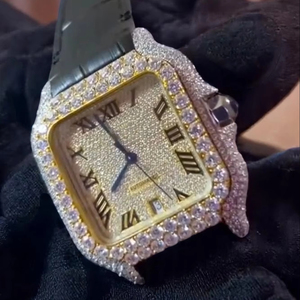 Montre de luxe en diamant Moissanite Iced out Montre de style Hip Hop Bracelet en acier inoxydable Cadran analogique carré Affichage Mouvement Eta - Product Image 1